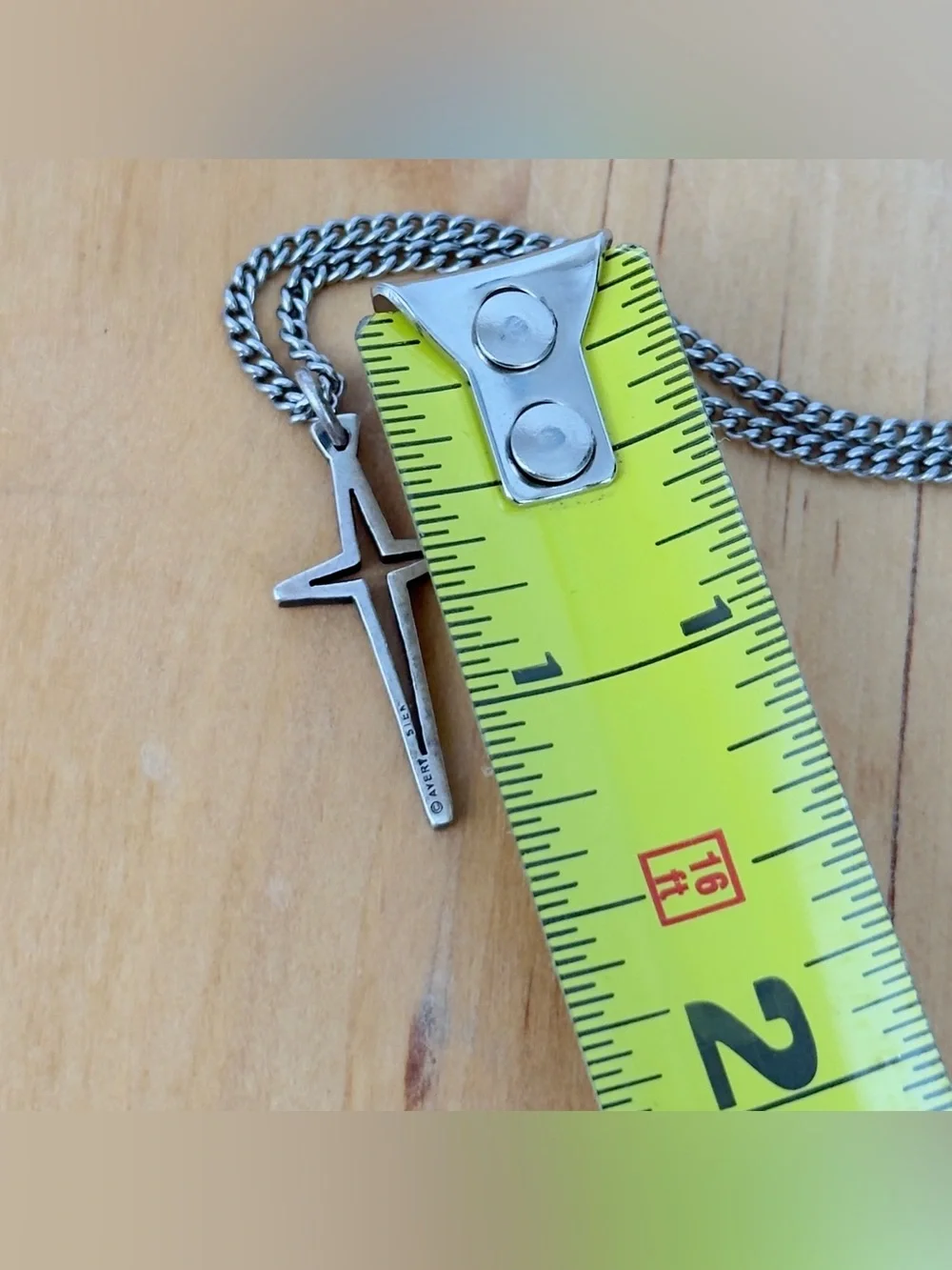 Vintage Retired James Avery Silver North Star Cross Charm Pendant Necklace